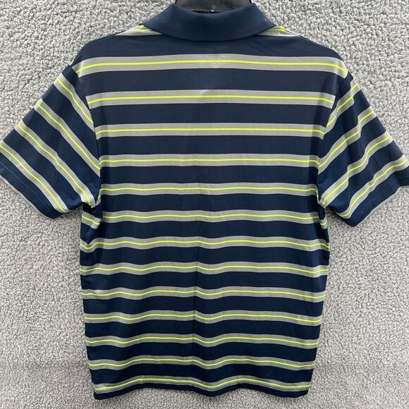 Men UA Under Armour Heatgear Short Sleeve Polo Shirt M Blue/Gray/Yellow Stripe - Picture 6 of 10